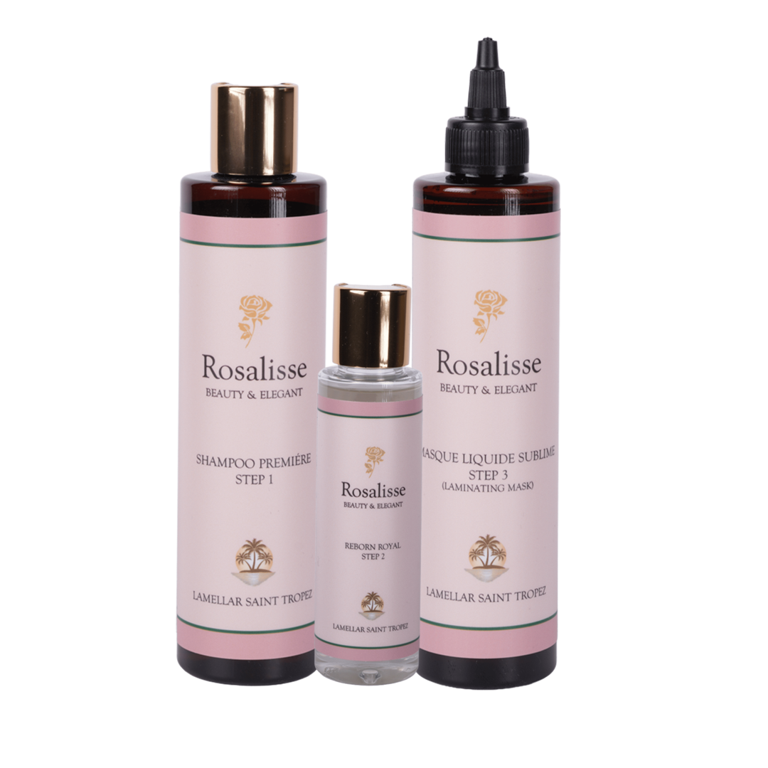 Mini kit Lamellar Saint Tropez (STEP 1+2+3) shampoo Premiere 250 ml, Reborn Royal 100 ml , masque Liquide 250 ml